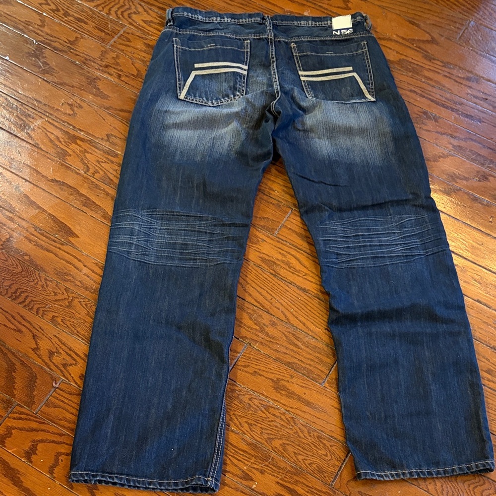 Helix Men's Washed Dark Blue Relaxed Jeans